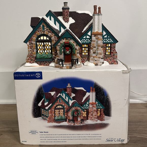 Department 56 Snow Village Tudor House Ceramic Building American Architecture - Picture 1 of 9